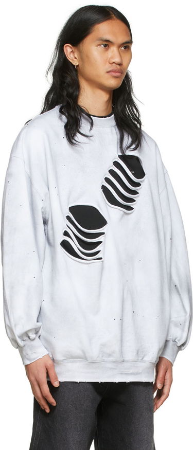 Mikina We11done We11done Men's Distressed Graphic Sweatshirt Biela | WD-TS1-22-713-U-WH, 1