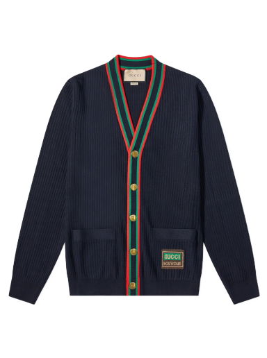 Sveter Gucci Logo GRD Placket Cardigan Navy | 695570-XKCCH-4804