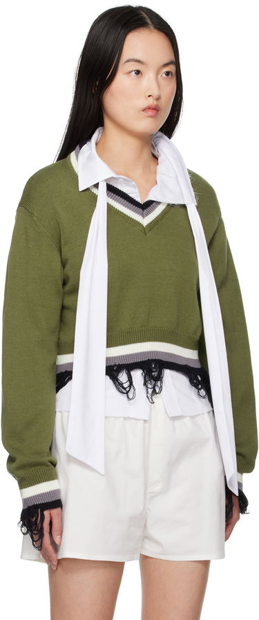 Sveter Ottolinger Ottolinger Cropped V-Neck Sweater Zelené | 10710150701, 1