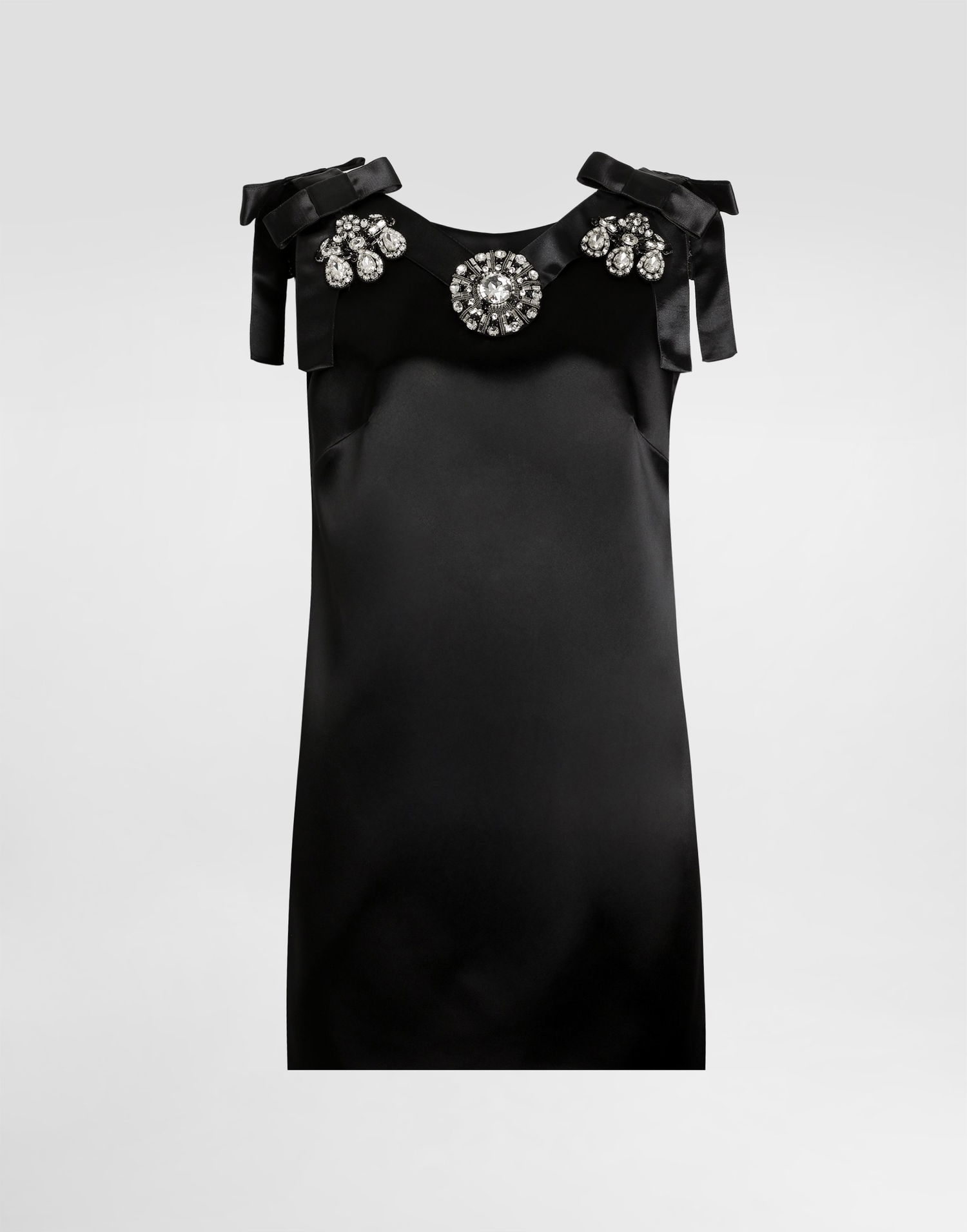 Šaty Dolce & Gabbana Stretch Satin Dress with Jewel Embellishments and Shoulder Bows Čierna | F60FOZFURADN0000, 0
