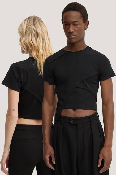 Tričko HELIOT EMIL Asymmetrical Cropped T-Shirt Čierna | HE.W.09.024.C01.BLK01, 1