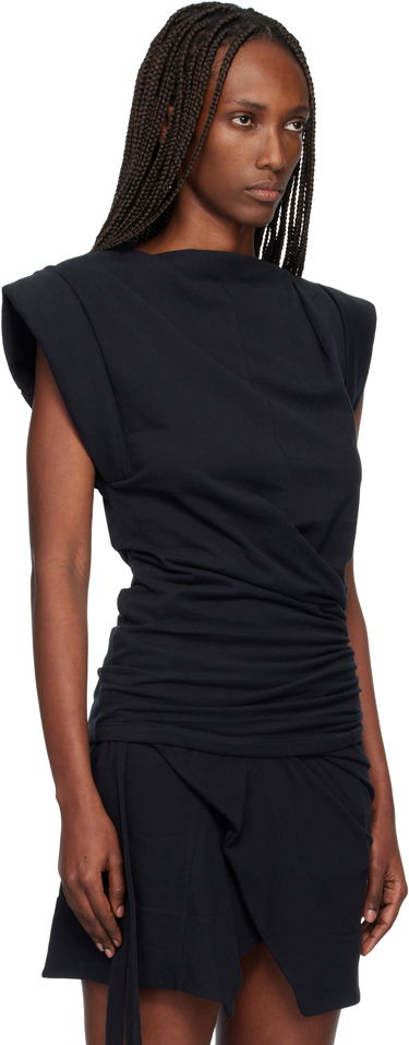 Tričko ISABEL MARANT Maisan Shoulder-Padded Ruched T-shirt Čierna | TS0207FA-A1N41I, 1