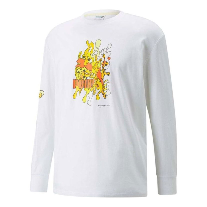 Tričko Puma Britto Long Sleeve Graphic T-Shirt Biela | 532233-02
