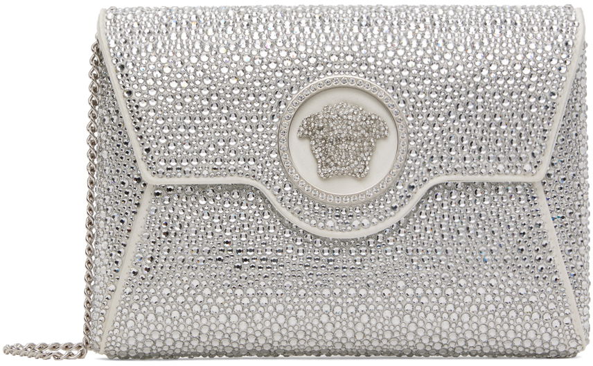 Kabelka Versace Crystal Embellished Envelope Clutch Bag Biela | 1003018_1A06487_1W00P, 0
