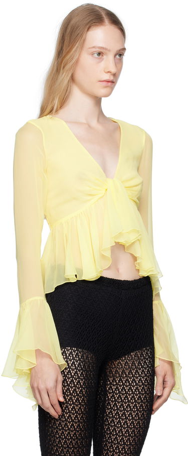 Košeľa Blumarine Blumarine Ruffled Tie-Front Blouse Ružová | P344C005A, 4