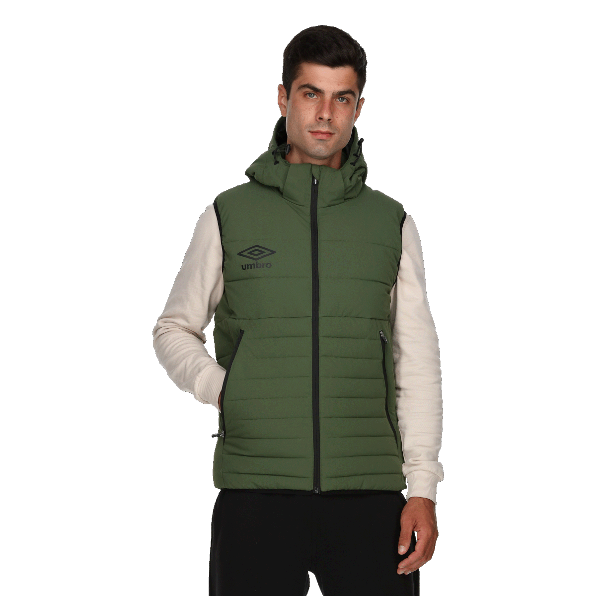 Vesta Umbro Essentials Padded Hooded Full-Zip Vest Zelené | UMA243M500-68, 0