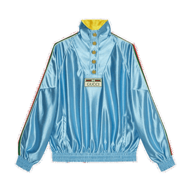 Mikina Gucci Shiny Jersey Sweatshirt With Web Modrá | 653372 XJDE6 4670, 0
