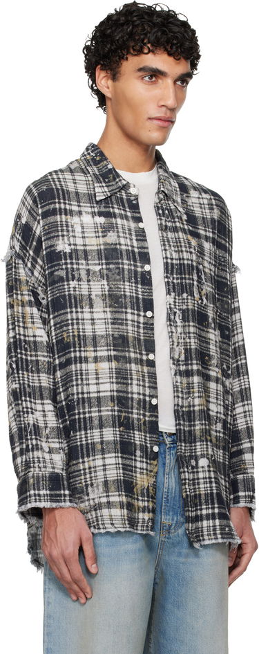 Košeľa R13 R13 Shredded Seam Drop Neck Plaid Shirt Čierna | R13WR075-R557B, 4