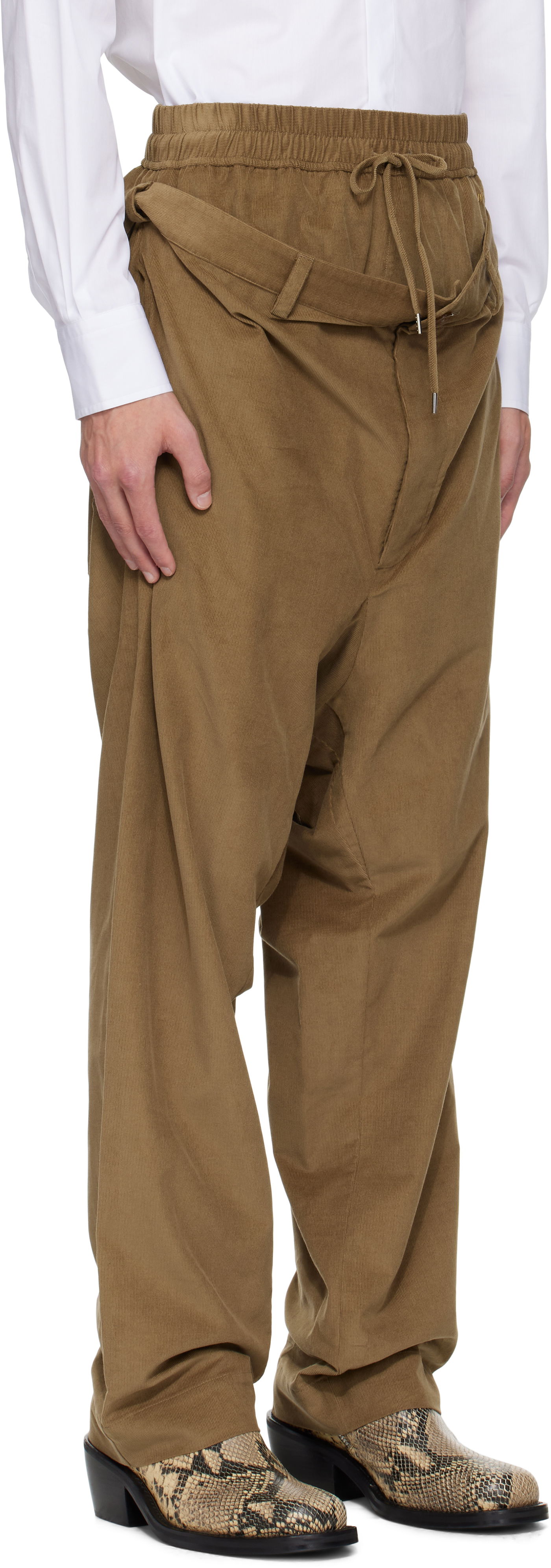 Nohavice Vivienne Westwood Vivienne Westwood Builder Drop Crotch Corduroy Trousers Hnedá | 2F01001R-W0186-, 1