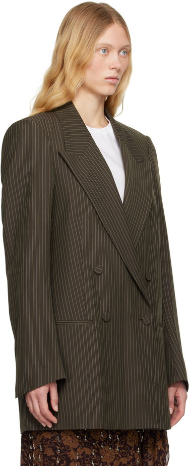 Bunda Dries Van Noten Dries Van Noten Pinstriped Double-Breasted Blazer Hnedá | 251-010409-1065, 1