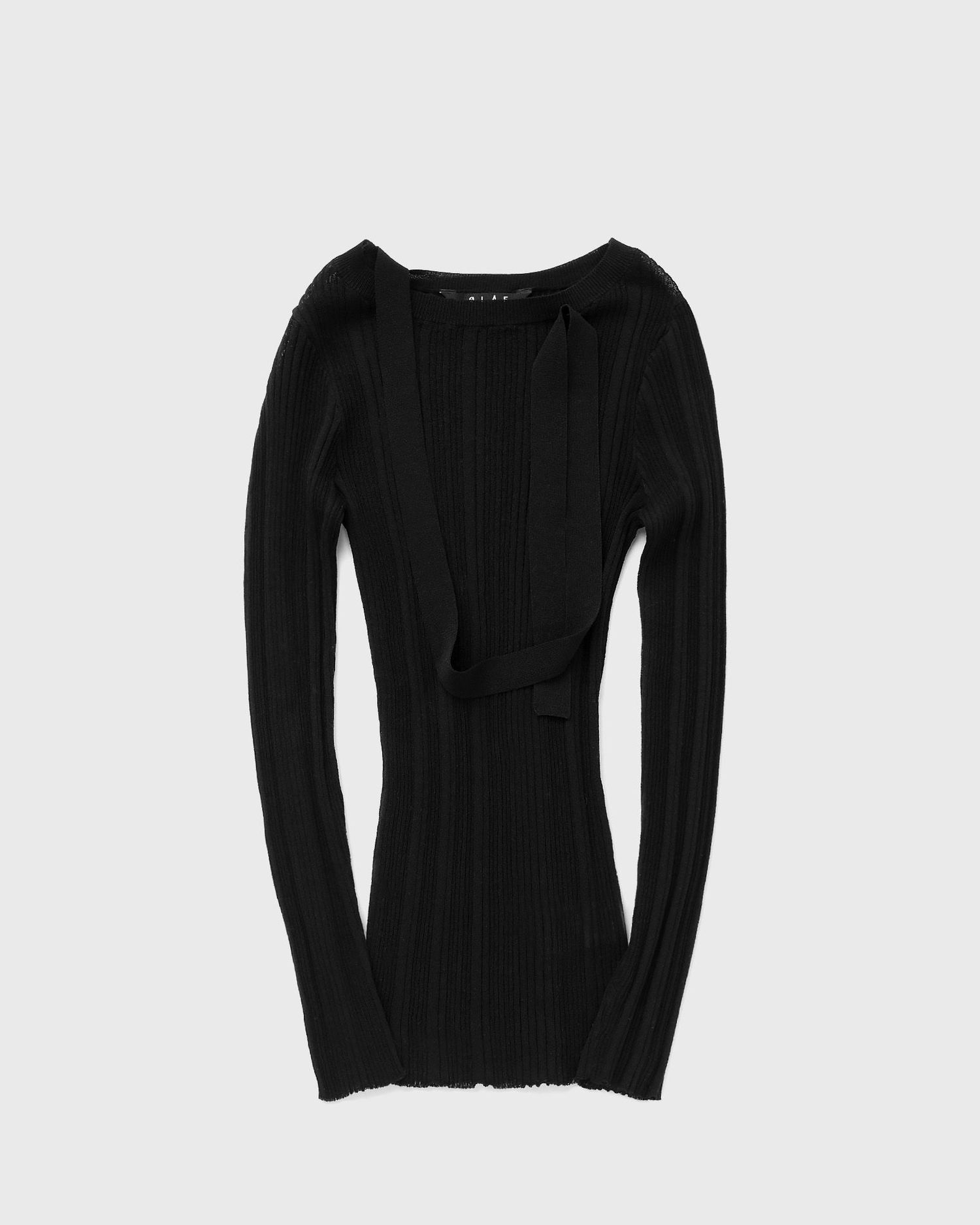 Sveter ØLÅF Adjustable Tie Knit Top, Long Sleeves, Size L Čierna | W200701-BLACK, 0