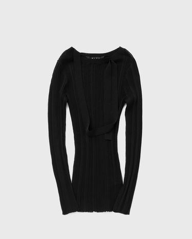 Sveter ØLÅF Adjustable Tie Knit Top, Long Sleeves, Size L Čierna | W200701-BLACK, 0