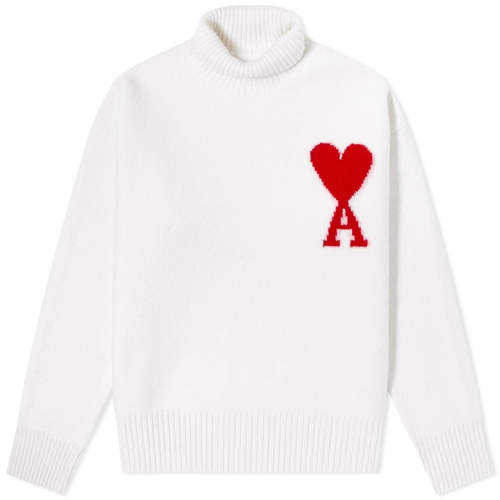 Sveter AMI ADC Large Funnel Knit Sweater Biela | BFUKS402-018154, 0