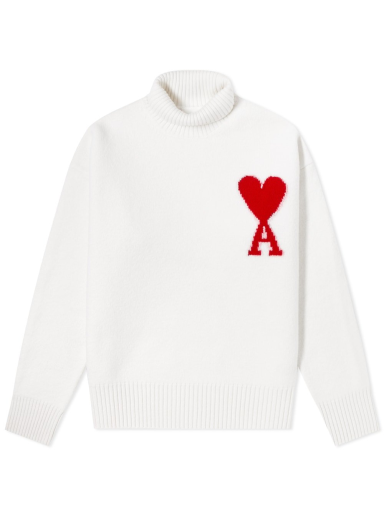 Sveter AMI ADC Large Funnel Knit Sweater Biela | BFUKS402-018154