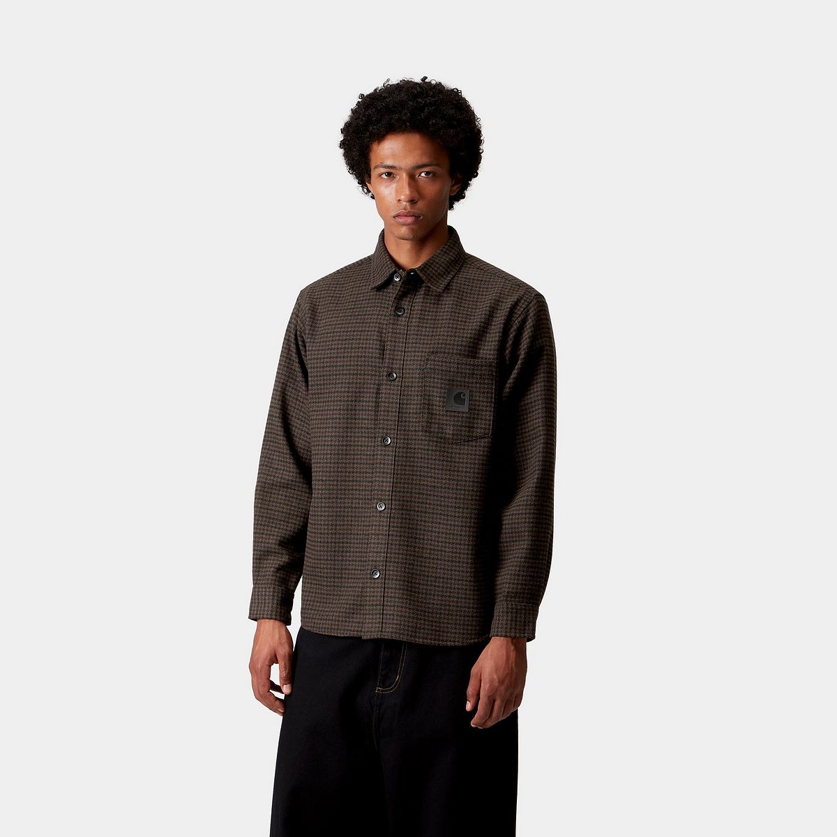 Košeľa Carhartt WIP Carhartt WIP Lowis Houndstooth Long Sleeve Shirt Hnedá | I035328_9, 0