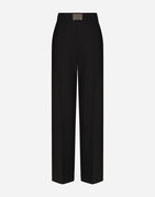 Flared Wool Pants With Logo Tag