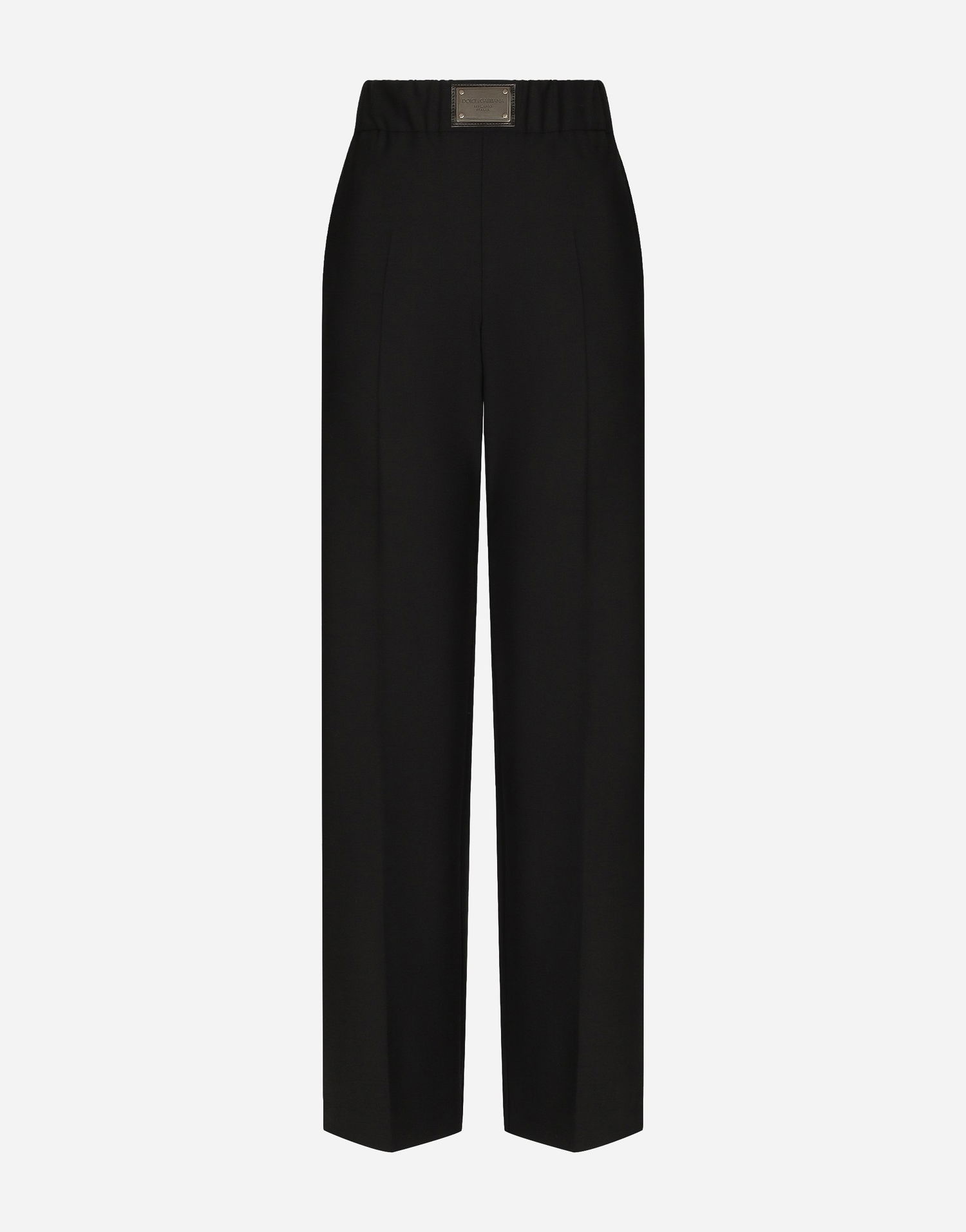 Nohavice Dolce & Gabbana Flared Wool Pants With Logo Tag Čierna | FTCZJTGDBWSN0000, 0