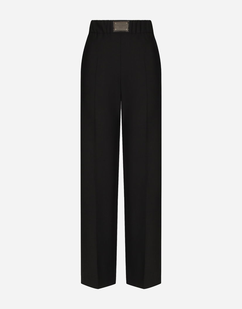 Nohavice Dolce & Gabbana Flared Wool Pants With Logo Tag Čierna | FTCZJTGDBWSN0000