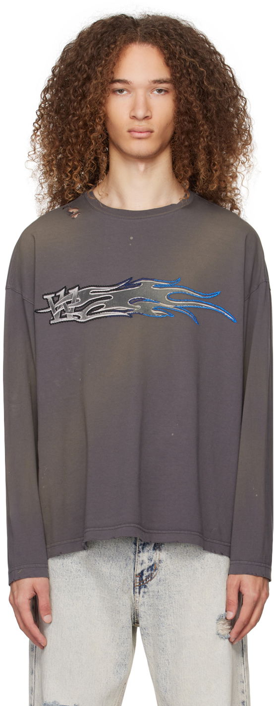 Tričko We11done We11done Faded Long Sleeve T-Shirt Šedá | WD-TT0-24-752-U-CH, 0
