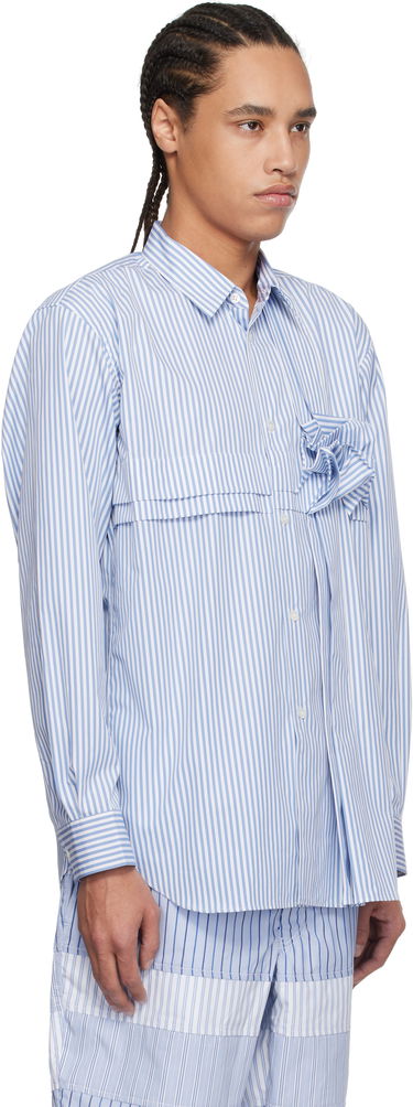 Košeľa Comme des Garçons Comme des Garçons Yarn Dyed Stripe 3D Roses Shirt Modrá | FO-B039-051, 1