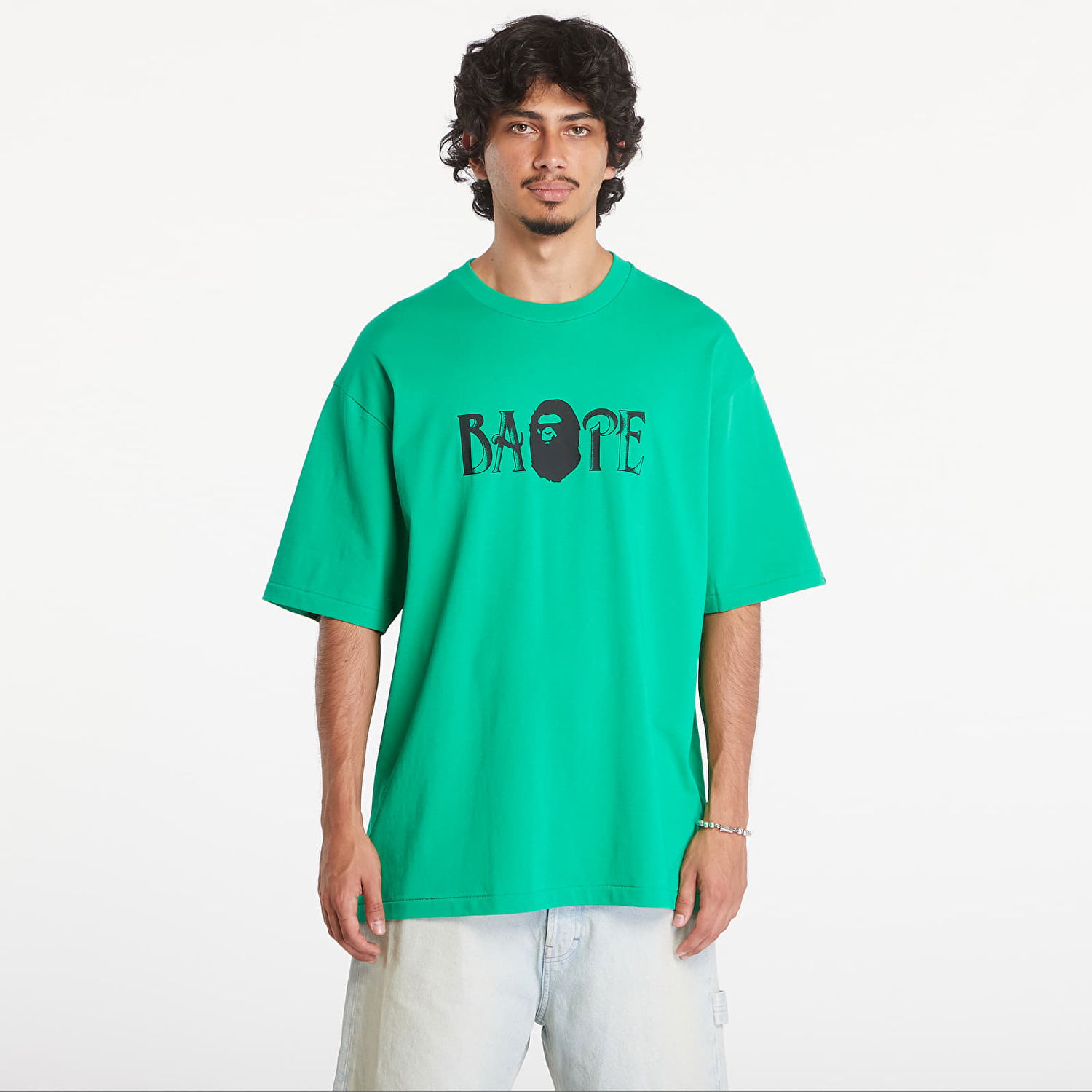 Tričko BAPE A BATHING APE Screen Print Logo Relaxed Fit Short Sleeve Tee Green Zelené | 001TEK801347M GRN, 0