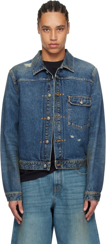 Bunda Palm Angels Palm Angels Curved Logo Denim Jacket Modrá | PMYE055S25DEN0014540, 0