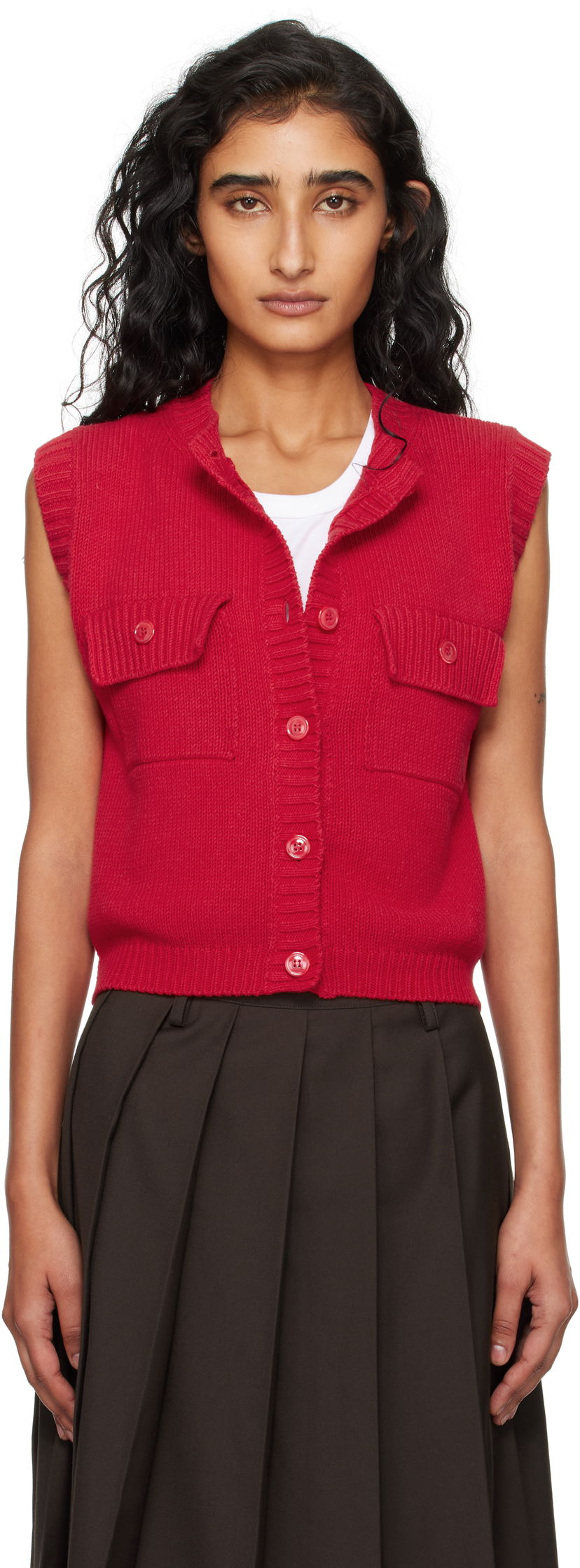 Vesta Max Mara Max Mara Caprara Knit Vest Červená | 2525356031600