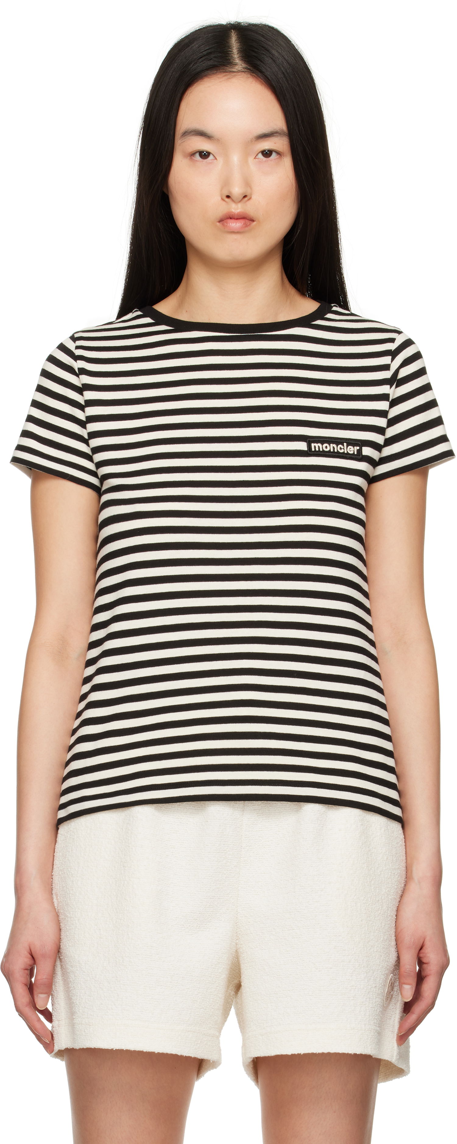 Tričko Moncler Moncler Striped T-Shirt Čierna | K10938C0004989AZC, 0