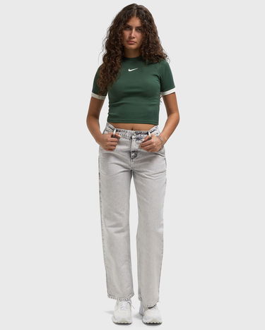 Tričko Nike Ribbed Fitted Short Sleeve Top with White Cuffs Zelené | IO8894-323, 2