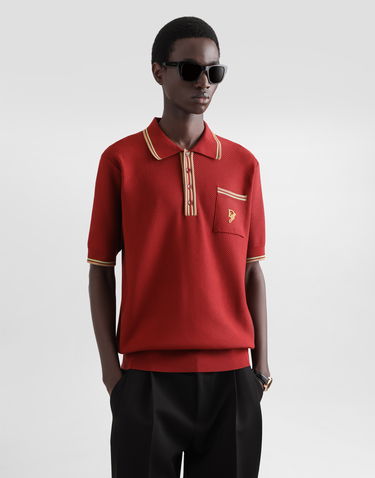 Polo tričko Dolce & Gabbana Dolce & Gabbana Silk Knit Polo Shirt with Logo Embroidery Červená | GXZ53ZJBSLBR0221, 3