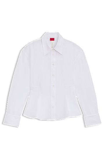 Košeľa BOSS Relaxed-fit peplum blouse Biela | 50552863, 0