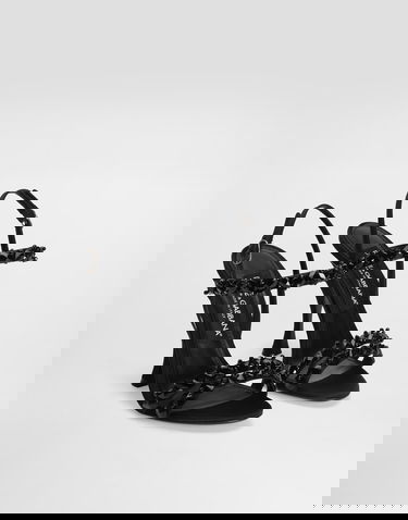 Tenisky a topánky Dolce & Gabbana Dolce & Gabbana Sandals With Rhinestone Embroidery Čierna | CR1930AX8858S485, 1