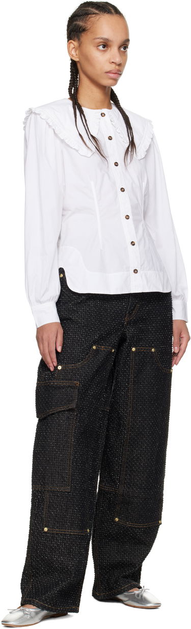 Cargo nohavice GANNI GANNI Fluffy Carpenter Jeans Čierna | J1617, 3