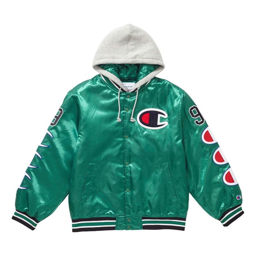 Bomber bunda Supreme Hooded Satin Varsity Jacket Zelené | SUP-FW18-556