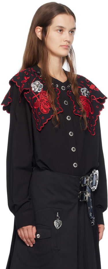 Košeľa Chopova Lowena Marlin Embroidered Detachable-Collar Shirt Čierna | 2243, 1