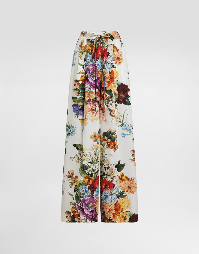 Nohavice Dolce & Gabbana Dolce & Gabbana Flower Bouquet-Print Poplin Trousers Rôznofarebný | FTDCOTHS5TRHA5PC