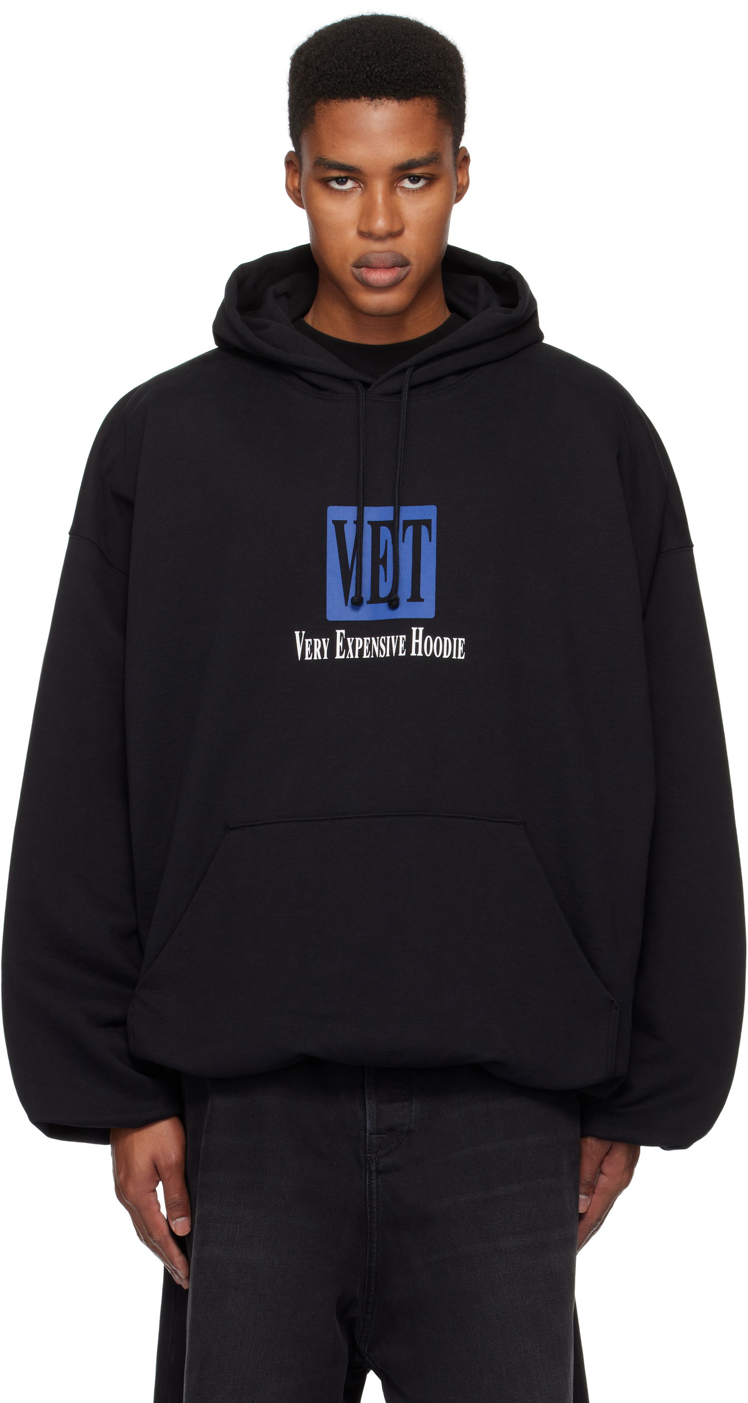 Mikina VETEMENTS 'VET' Cropped Boxy Hoodie Čierna | UA66HD640B, 0