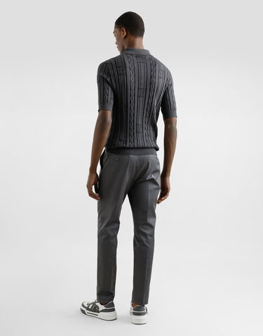 Polo tričko Dolce & Gabbana Dolce & Gabbana Silk and Cotton Cable Knit Polo Shirt Šedá | GXZ02TJFMKSN0305, 2