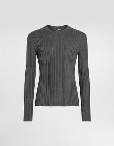 Sveter Dolce & Gabbana Dolce & Gabbana Silk Crewneck Pullover Šedá | GXX22TJBSN6N0542, 0