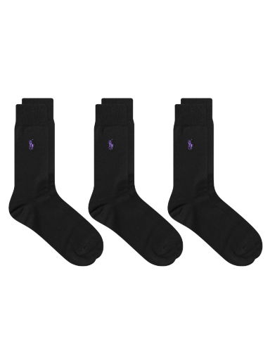 Ponožky Polo by Ralph Lauren Mercerized Sock - 3 Pack Čierna | 449653635005