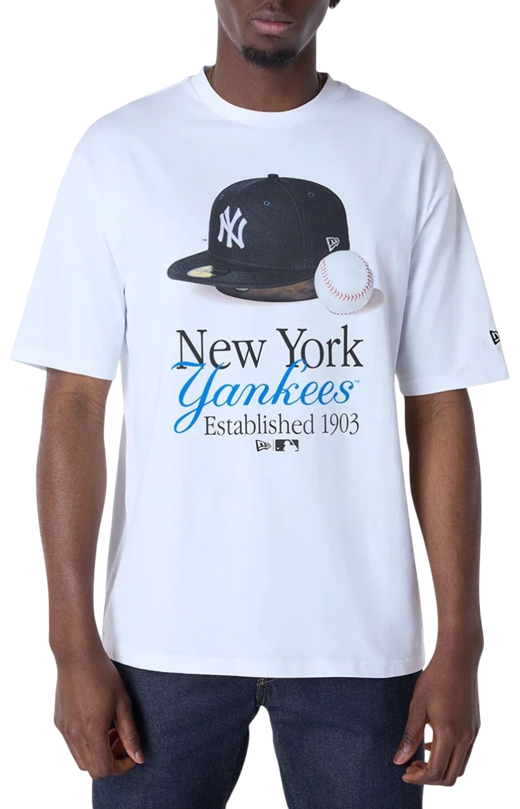 Tričko New Era New Era MLB New York Yankees Script Graphic T-Shirt Biela | 60596279-60596279, 0