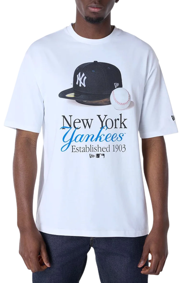 Tričko New Era New Era MLB New York Yankees Script Graphic T-Shirt Biela | 60596279-60596279, 0