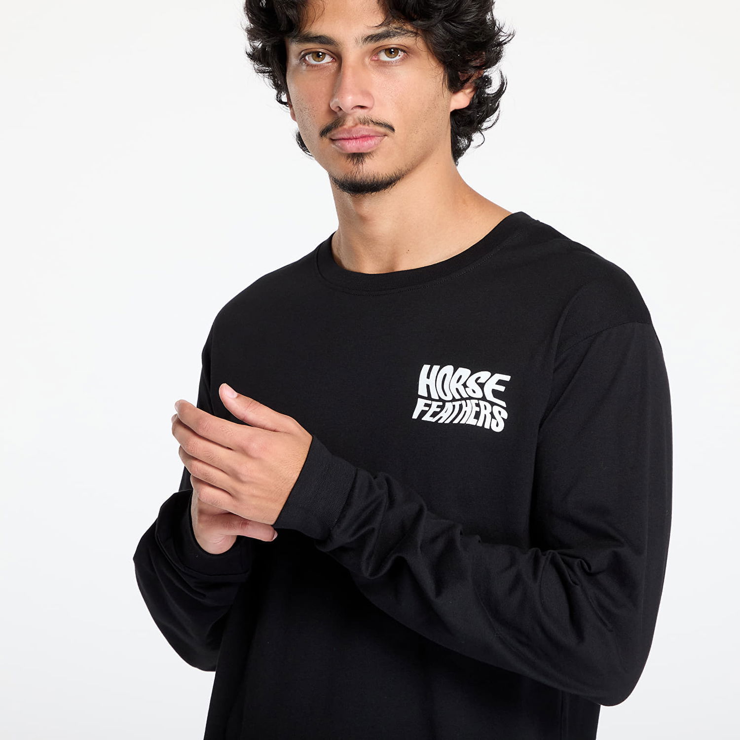 Tričko Horsefeathers Distort Long Sleeve T-Shirt Black M Čierna | SM1364A, 1
