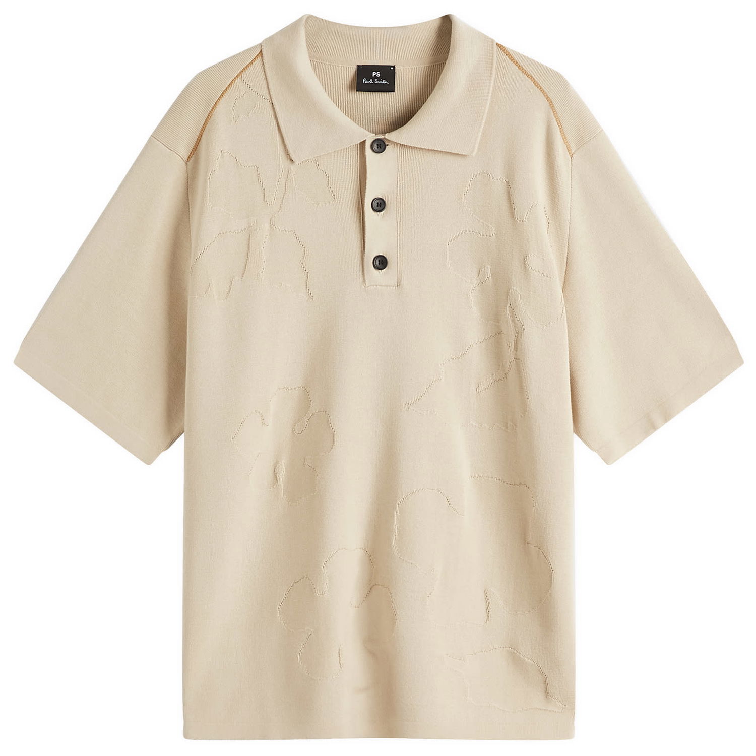 Polo tričko Paul Smith Paul Smith Flower Knit Polo Shirt, Size Large Béžová | M2R-330Z-P22367-03, 1
