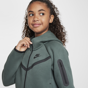 Mikina Nike Girls' Sportswear Tech Fleece Full-Zip Hoodie Zelené | HV8695-338, 2