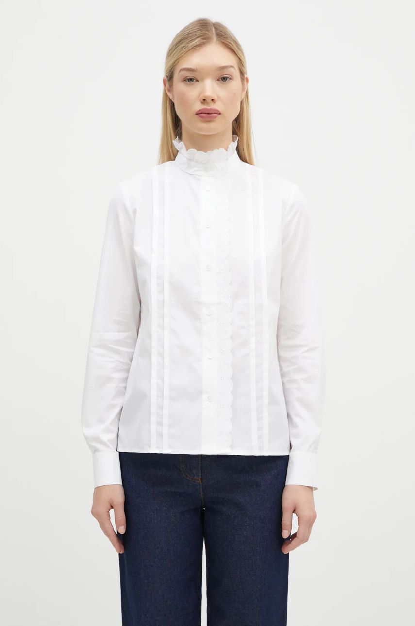 Košeľa MAISON KITSUNÉ Maison Kitsuné Craft Embroidery Stand Collar Shirt Biela | NW00414WC5010, 0