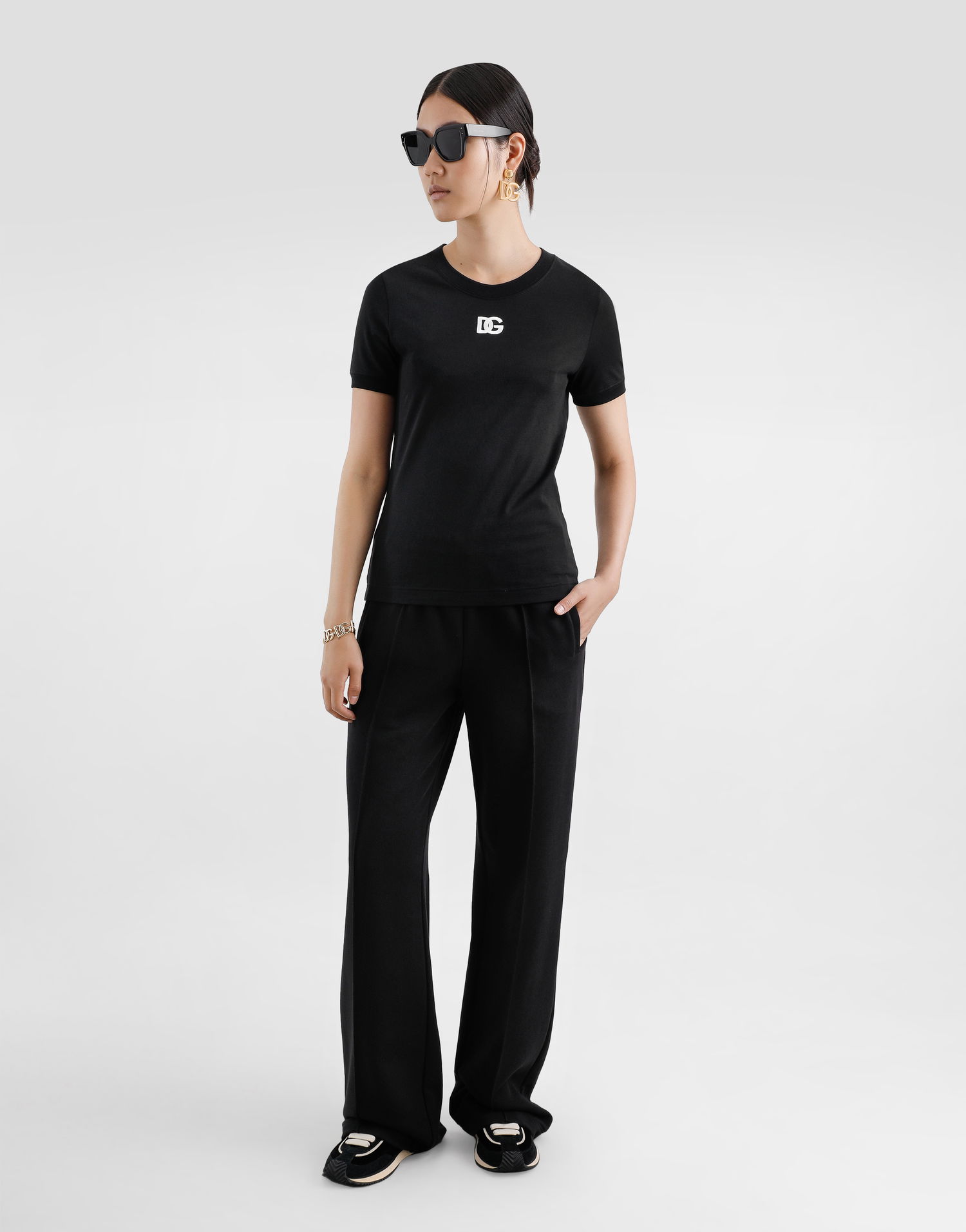 Tričko Dolce & Gabbana Dolce & Gabbana Jersey T-Shirt with DG Logo Čierna | F8N08ZGDCYEN0000, 1