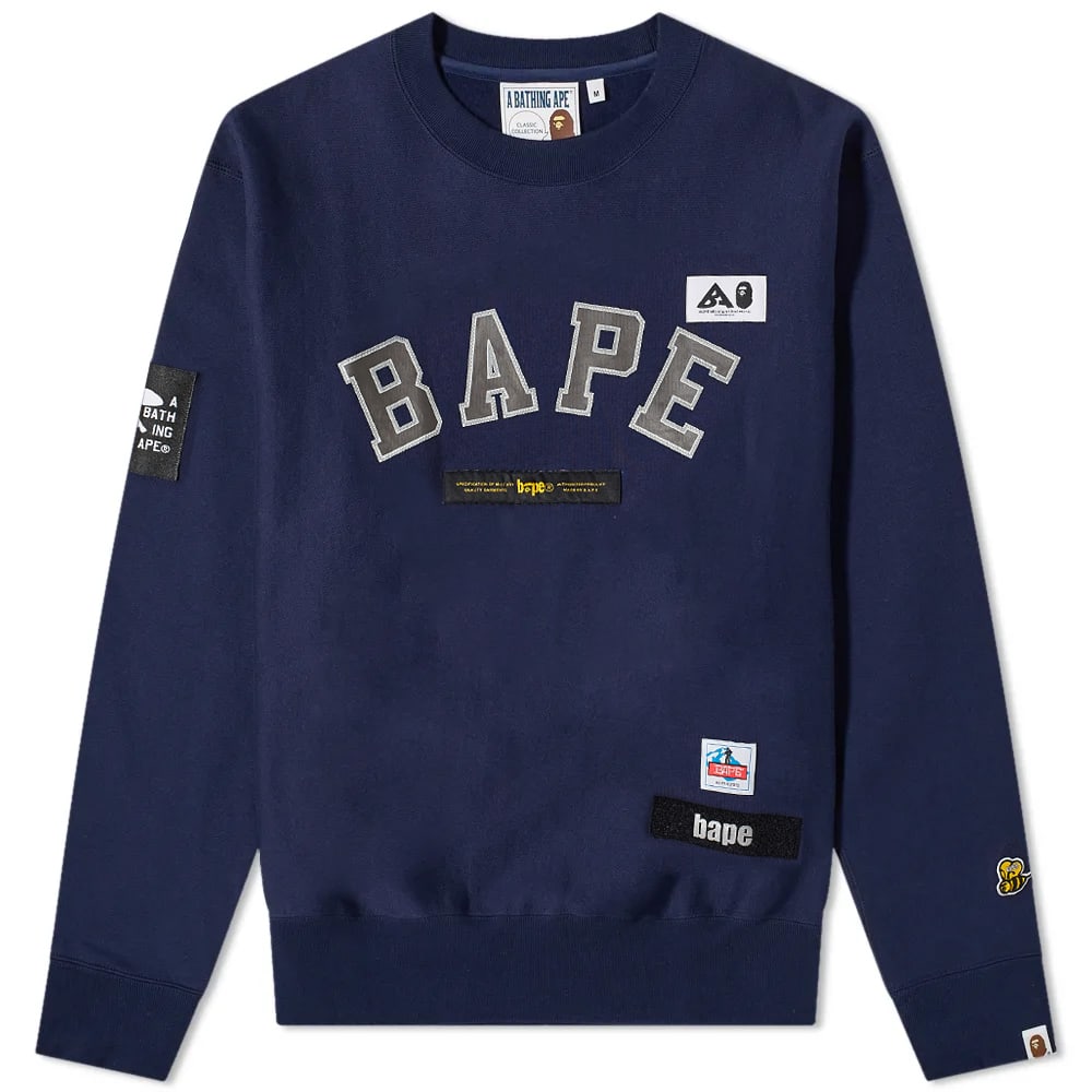 Mikina BAPE A Bathing Ape Multi Label Relaxed Fit Crew Sweat Navy | 001SWI801005M-NVY, 0