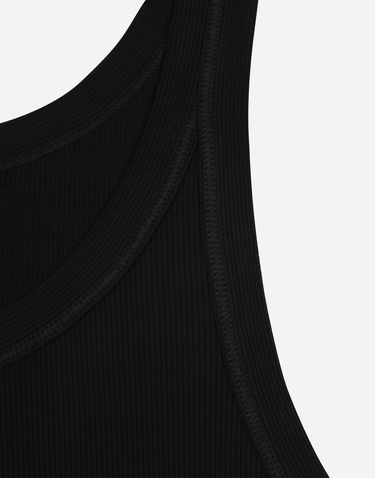 Tielko Dolce & Gabbana Fine-rib Washed Cotton Singlet Čierna | G8PA8TFU7AVN0000, 3