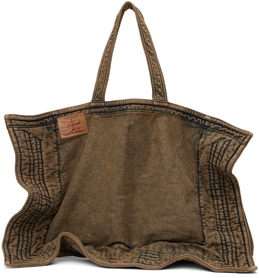 Tote bag Y/PROJECT Beige Maxi Wire Cabas Denim Tote Hnedá | 620BA005, 0